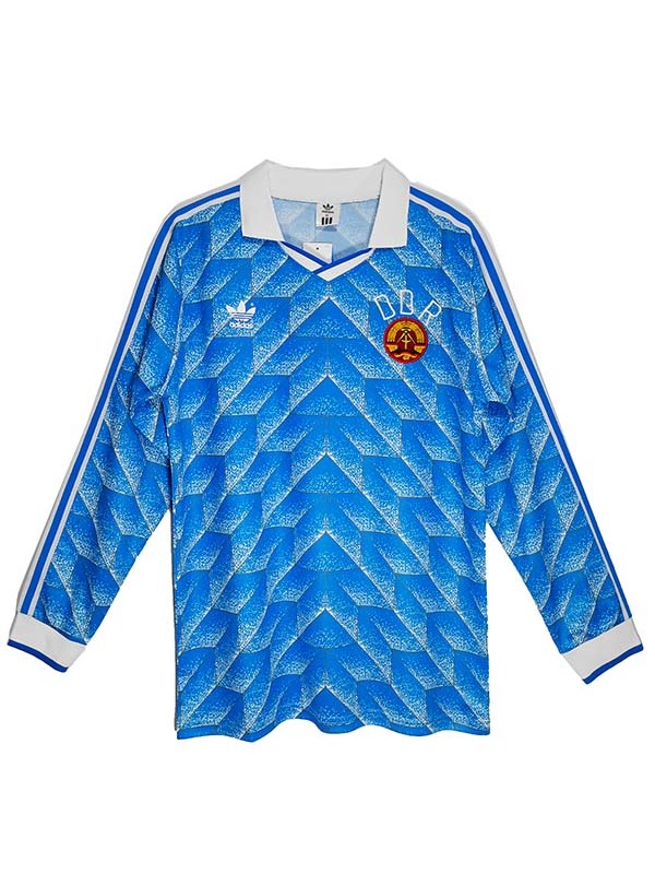 DDR East Germany away long sleeve jersey retro soccer uniform men's second football kit sports tops shirt 1988-1990